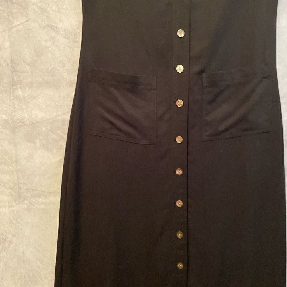 Talbots Black Button front Dress size 4 maxi work weekend peasant cottagecore - Picture 2 of 10